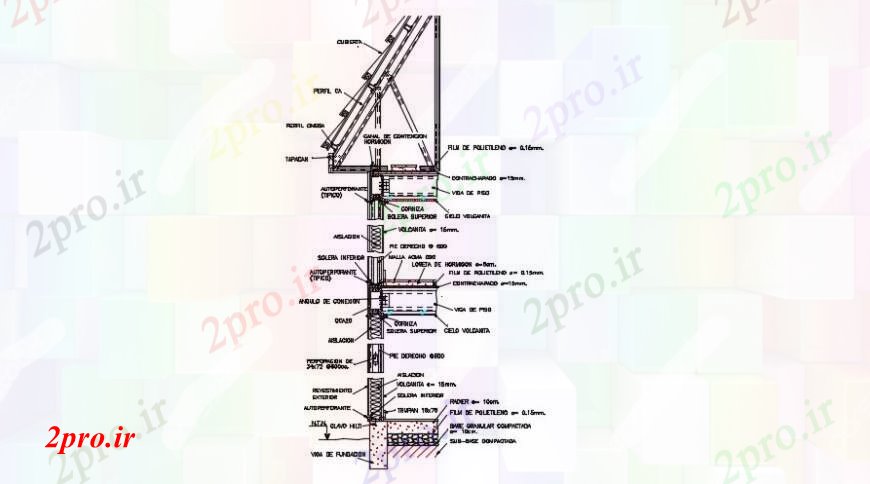 دانلود نقشه جزئیات ساخت و ساز د طراحی  از دیوار مورب   خودرو (کد90799)