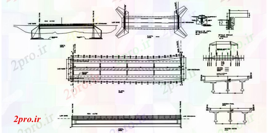دانلود نقشه جزئیات ساخت پل  طراحی ساختاری پل  دو بعدی    اتوکد (کد90810)