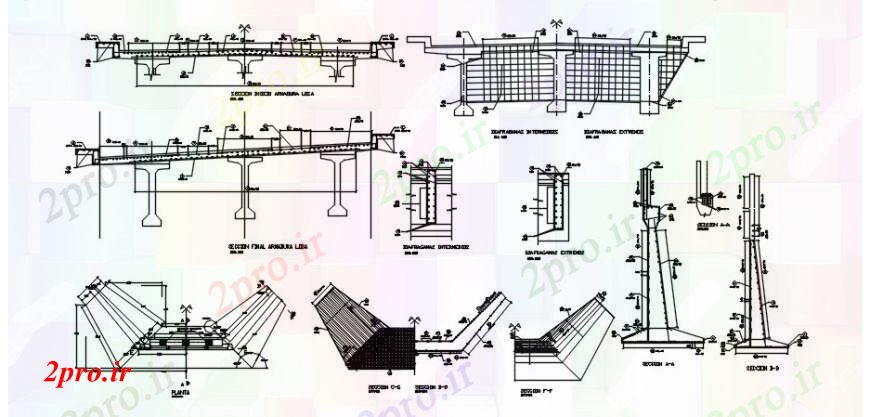 دانلود نقشه جزئیات ساخت پل جزئیات ساخت و ساز پل بلوک ساختاری  (کد90820)