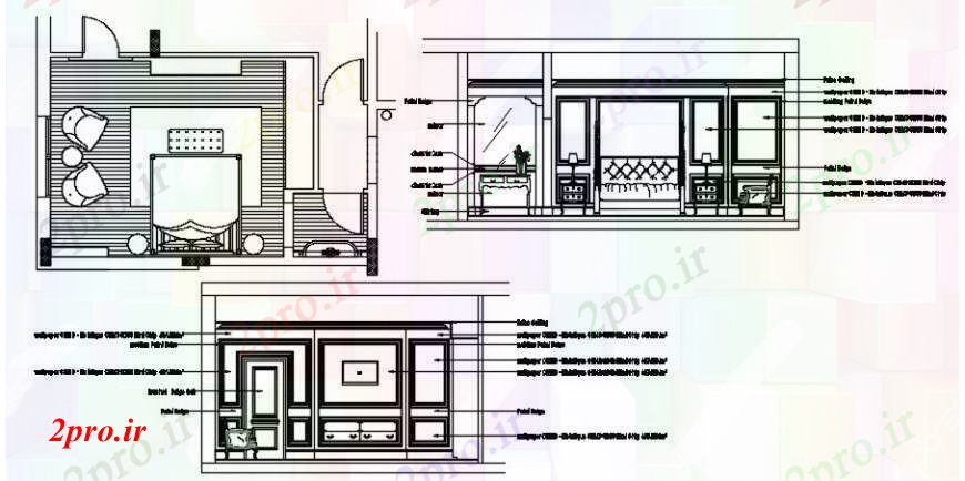 دانلود نقشه حمام مستر  طراحی طرحی اتاق خواب و نما  دو بعدی    (کد90898)