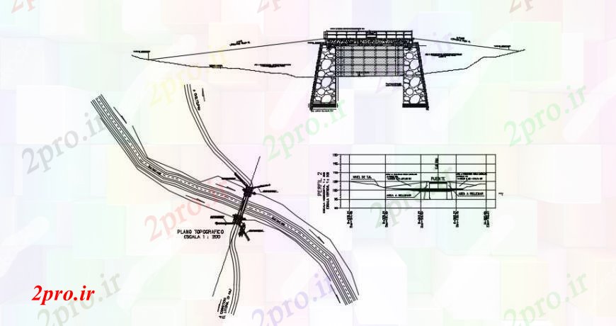 دانلود نقشه جزئیات ساخت و ساز طراحی  دو بعدی  جزئیات از جلو فضایی پل نما     (کد90916)