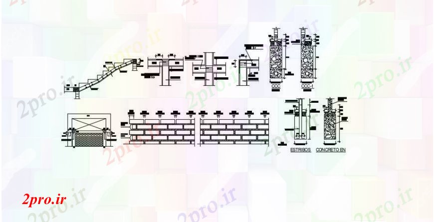 دانلود نقشه جزئیات دیوار های آجری د رسم اموال جزئیات دیوار آجری خودرو 9 در 21 متر (کد90961)