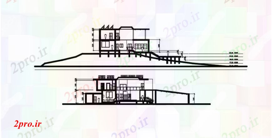 دانلود نقشه مسکونی  ، ویلایی ، آپارتمان  د  رسم نما تک خانواده   خودرو (کد90966)