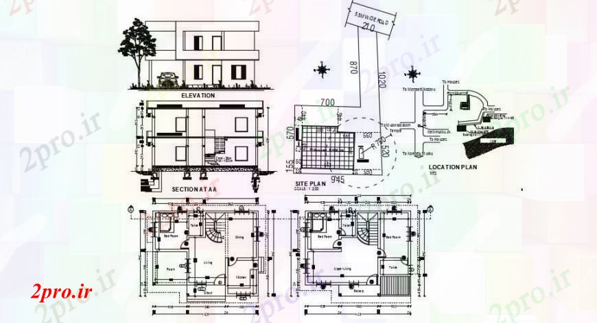 دانلود نقشه مسکونی  ، ویلایی ، آپارتمان   د طراحی از دریاچه ویلا   خودرو (کد90985)