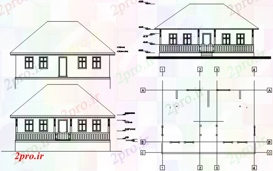 دانلود نقشه مسکونی  ، ویلایی ، آپارتمان  دروازه ورودی طراحی جلو جزئیات بخش مدل (کد90996)