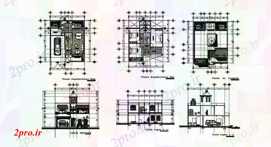 دانلود نقشه جزئیات ساخت و ساز طراحی دو بعدی از Casabhitcin خودرو 10 در 12 متر (کد91002)