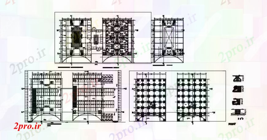 دانلود نقشه مسکونی ، ویلایی ، آپارتمان طراحی دو بعدی از مرکز سالن اتوکد 40 در 59 متر (کد91004)