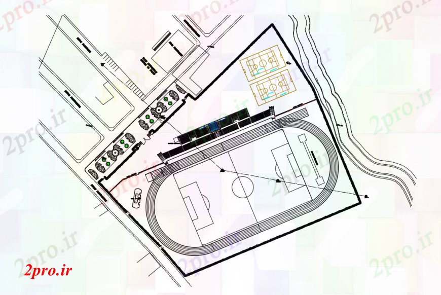 دانلود نقشه ورزشگاه ، سالن ورزش ، باشگاه ورزشی زمین بازی طراحی منطقه طرحی نظر طرحی دو بعدی  (کد91049)