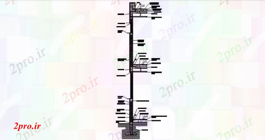 دانلود نقشه طراحی جزئیات ساختار سمت چپ جزئیات بخش سازنده قطع از سه دان ساخت (کد91115)