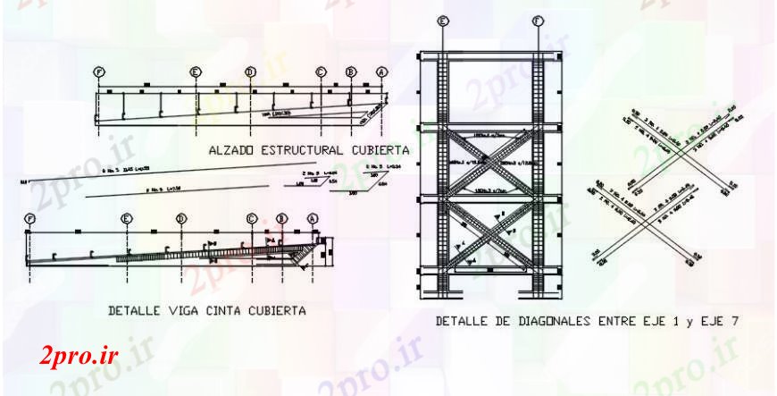 دانلود نقشه طراحی جزئیات ساختار بخش سقف و ساختار طراحی جزئیات با پوشش و پرتو 8 در 12 متر (کد91127)