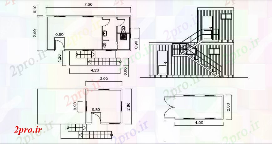 دانلود نقشه مسکونی  ، ویلایی ، آپارتمان  بخش خانه دو سطح و برنامه ریزی طراحی جزئیات  عمومی (کد91132)