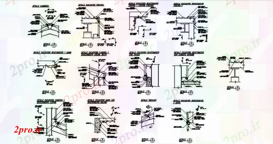 دانلود نقشه طراحی جزئیات ساختار بخش سقف های فلزی و ساختار سازنده طراحی جزئیات  (کد91161)