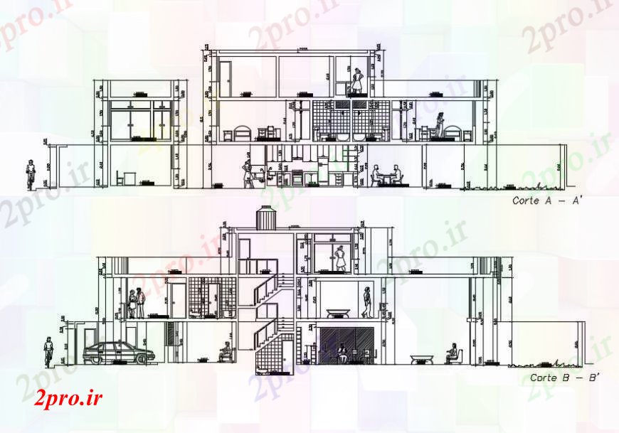 دانلود نقشه مسکونی  ، ویلایی ، آپارتمان  د طراحی  خانه pazerro مقابل  نما خودکار  (کد91165)