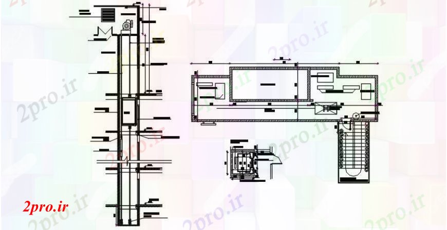 دانلود نقشه  جزئیات آسانسور و   ساختمان بخش  و نصب و راه اندازی  طراحی  (کد91167)