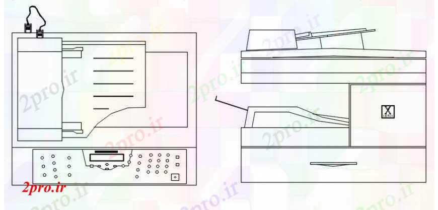 دانلود نقشه طراحی مبلمان اداری - تجاریZerox چاپگر دستگاه بلوک نما طراحی جزئیات (کد91180)