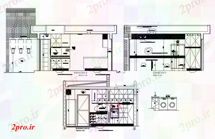 دانلود نقشه آشپزخانه نما برقی آشپزخانه   (کد91219)