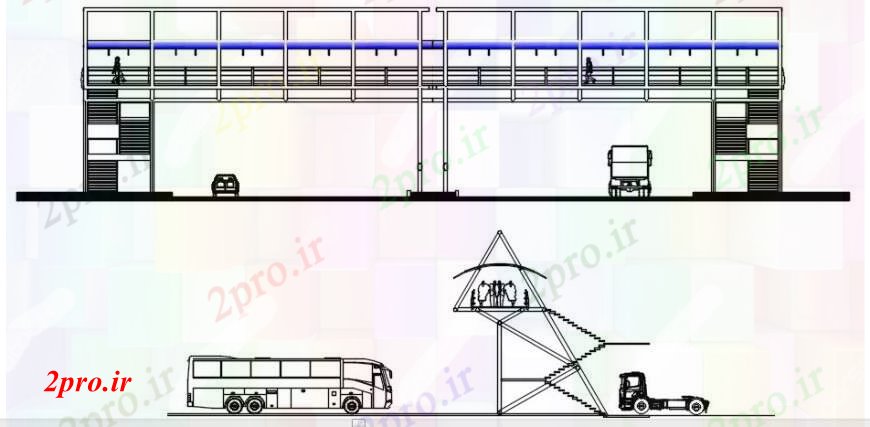 دانلود نقشه جزئیات ساخت پل پل Peatonal بخش اصلی و ساختار طراحی جزئیات  (کد91270)