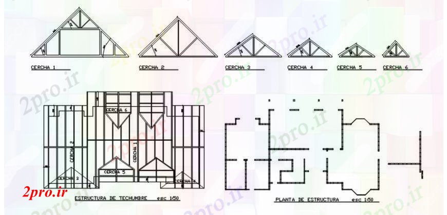 دانلود نقشه طراحی جزئیات ساختار بخش سقف، طرحی پوشش و جزئیات ساختار خانه (کد91273)