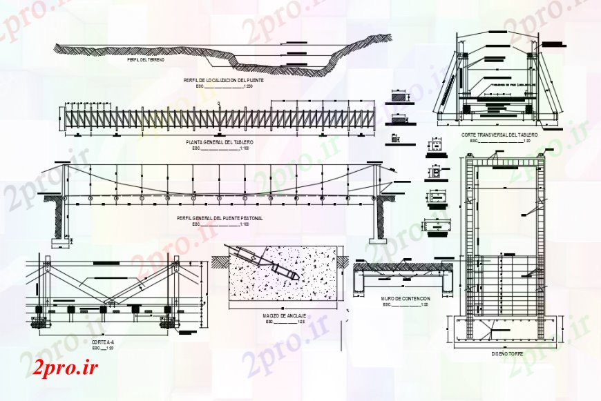 دانلود نقشه جزئیات ساخت پل  طراحی ساختاری از ساخت و ساز پل   اتوکد (کد91276)