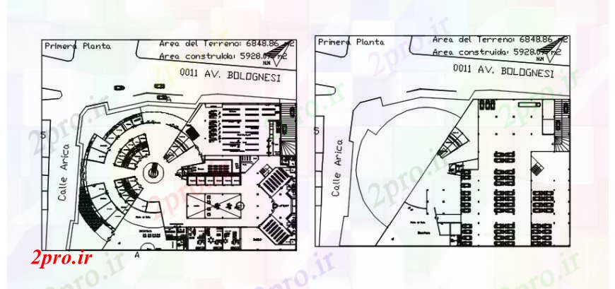 دانلود نقشه هایپر مارکت - مرکز خرید - فروشگاه دو طبقه طرحی توزیع طراحی جزئیات از مرکز خرید ساخت 72 در 102 متر (کد91284)