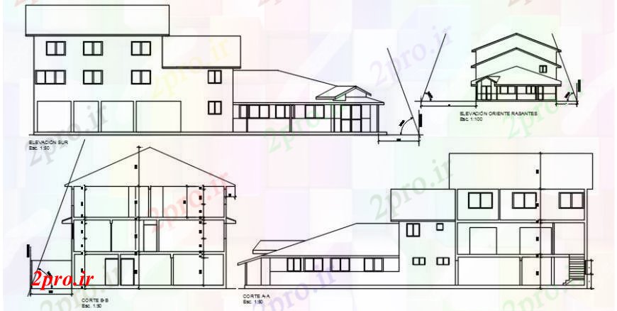 دانلود نقشه مسکونی  ، ویلایی ، آپارتمان  نماات خانه خانواده تنها و بخش  (کد91312)