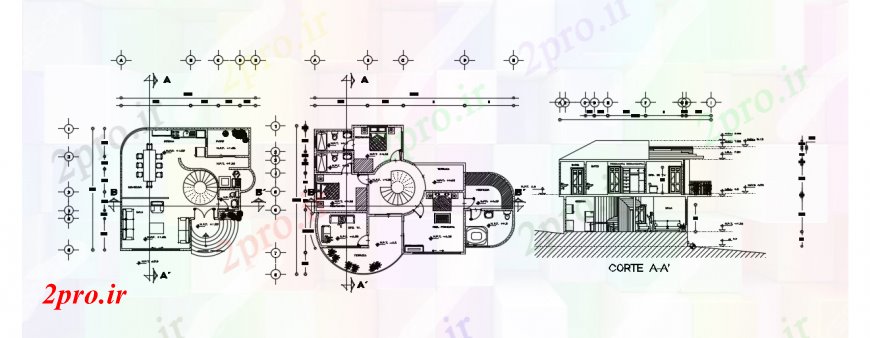 دانلود نقشه مسکونی  ، ویلایی ، آپارتمان  طراحی (بخشی) و کف طرحی خانه مسکونی  دو بعدی   (کد91316)