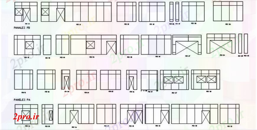 دانلود نقشه جزئیات طراحی در و پنجره فولاد درها و پنجره ها قاب بلوک نما 19 در 34 متر (کد91324)