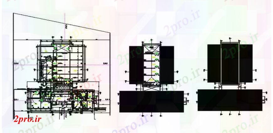 دانلود نقشه جزئیات طراحی تسویه خانهبخش کارخانه بسته آب و طرحی های 27 در 30 متر (کد91344)