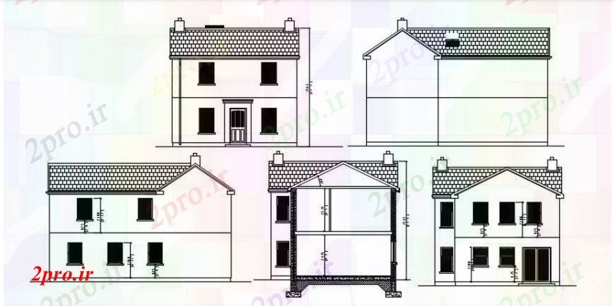 دانلود نقشه مسکونی  ، ویلایی ، آپارتمان  فرمت را به خانه تمام نما طرفه و بخش طراحی جزئیات  (کد91362)