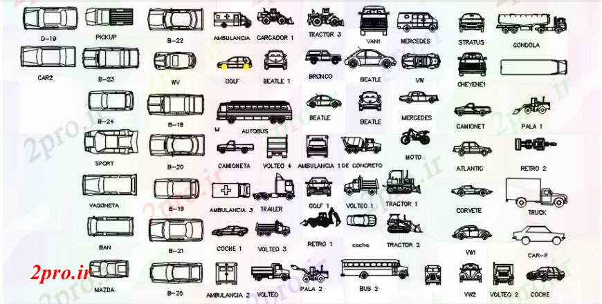 دانلود نقشه بلوک وسایل نقلیه وسایل نقلیه  طولانی دیگر و بلوک نما ماشین  (کد91378)