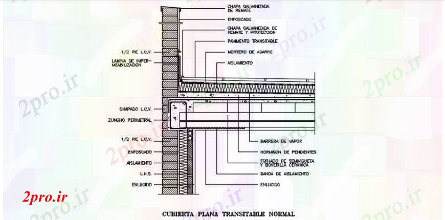 دانلود نقشه طراحی جزئیات ساختار بخش عرضی پوشش سقف ساخت و ساز و جزئیات (کد91414)