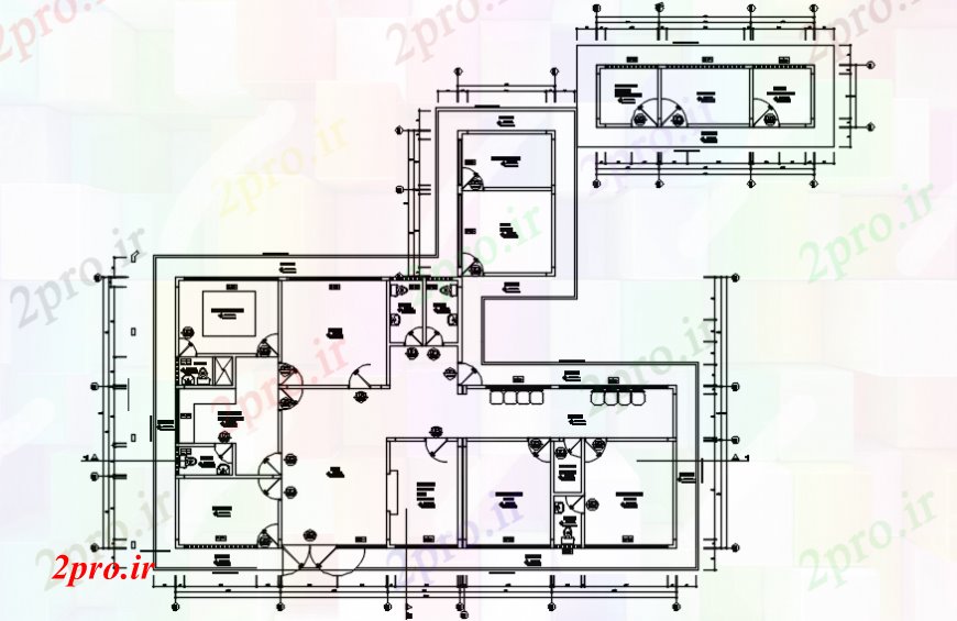 دانلود نقشه بیمارستان - درمانگاه - کلینیک بهداشت مرکز پخش برنامه های 22 در 27 متر (کد91448)