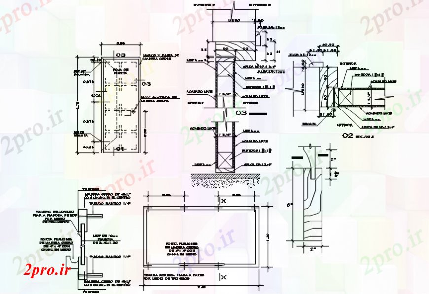 دانلود نقشه جزئیات طراحی در و پنجره  تنها نما درب های چوبی و نصب و راه اندازی طراحی جزئیات  (کد91474)