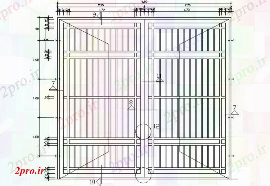 دانلود نقشه جزئیات طراحی در و پنجره  دو درب اصلی نما دروازه جزئیات طراحی   (کد91479)