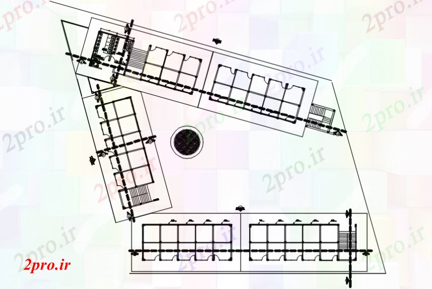 دانلود نقشه هایپر مارکت - مرکز خرید - فروشگاه طرحی کلی بازار و خدمات بهداشتی جزئیات 7 در 52 متر (کد91507)