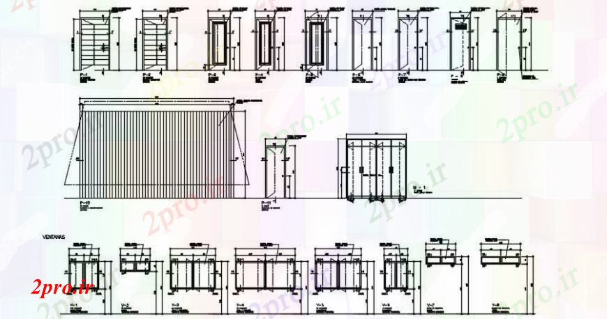 دانلود نقشه جزئیات طراحی در و پنجره  د طراحی  درب ها و پنجره  جزئیات دیوار های آجری ای   خودرو (کد91555)