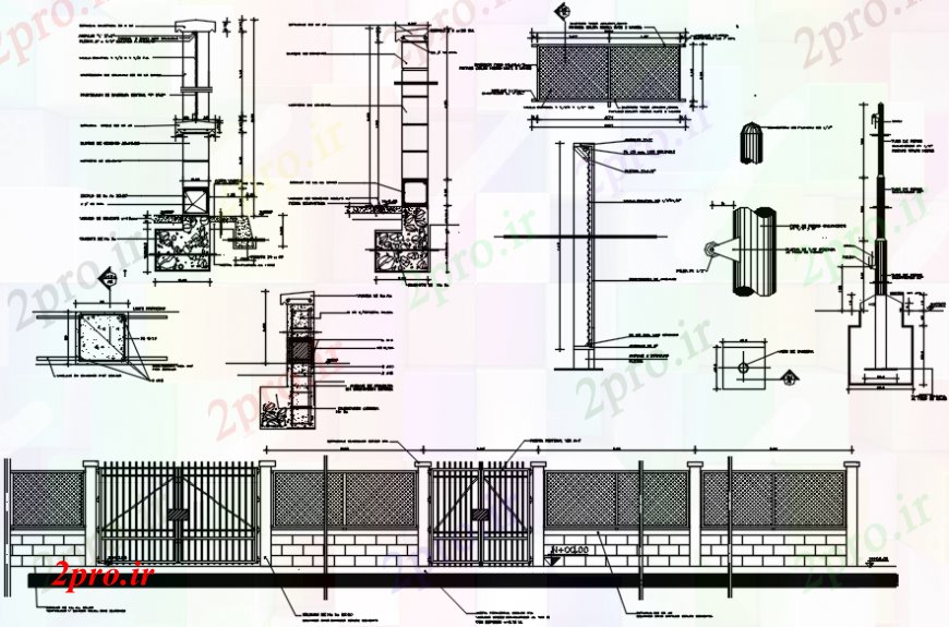 دانلود نقشه طراحی جزئیات ساختار حصار فلزی و دروازه، برنامه ریزی و نصب و راه اندازی طراحی جزئیات  (کد91579)