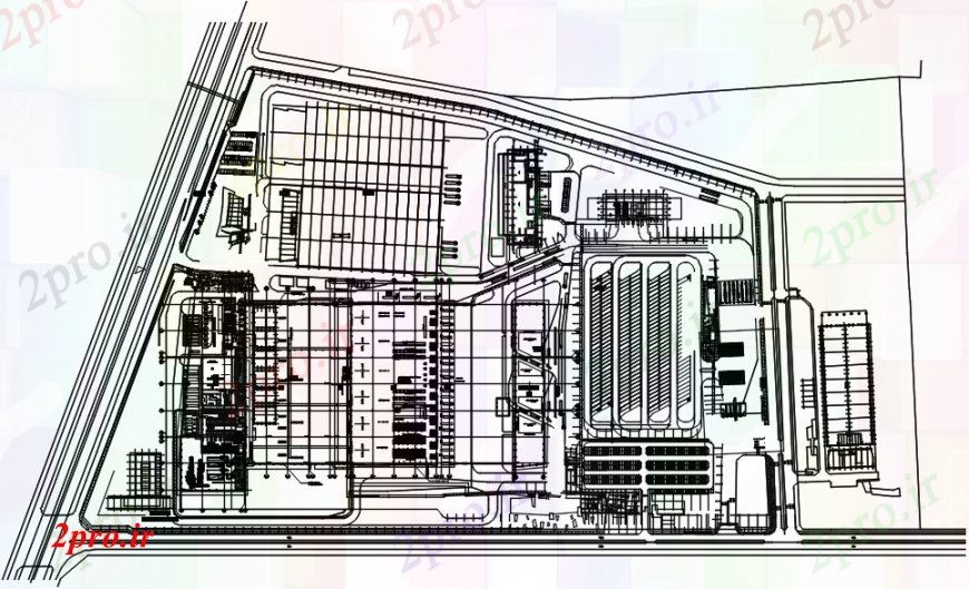 دانلود نقشه کارخانه صنعتی  ، کارگاه بطری پر از گیاهان و نباتات طرحی توزیع طرحی های  (کد91594)