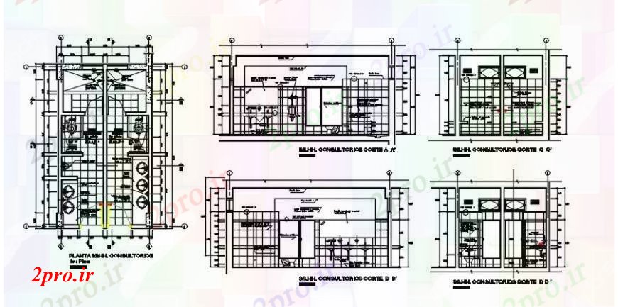 دانلود نقشه بلوک های بهداشتی طراحی دو بعدی از sanitariums منطقه توالت اتوکد 4 در 6 متر (کد91628)