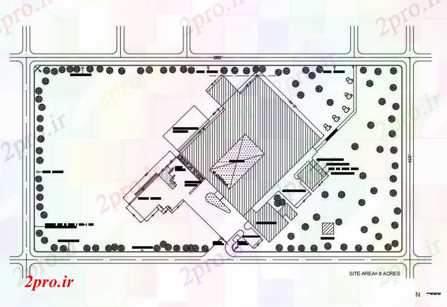 دانلود نقشه برنامه ریزی شهری موجود ساختمان و منطقه جزئیات دو بعدی 25 در 39 متر (کد91673)