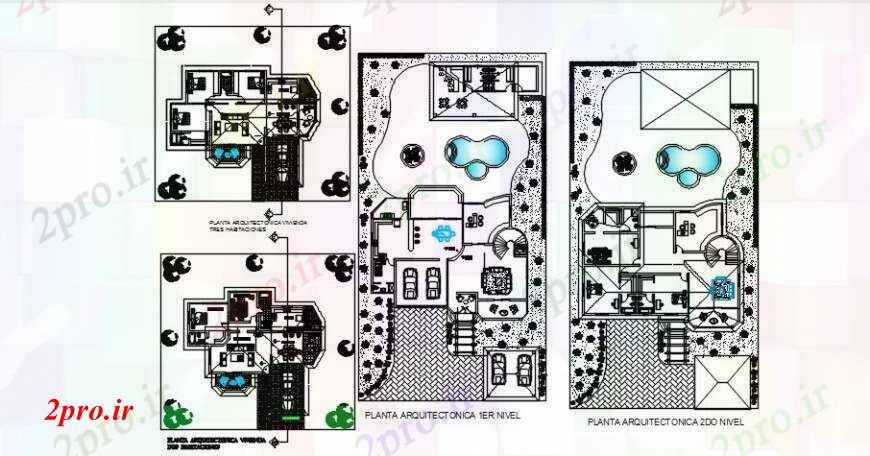 دانلود نقشه مسکونی  ، ویلایی ، آپارتمان  اولین و طرحی طبقه دوم برای زیر بخش ها خانه های  (کد91736)