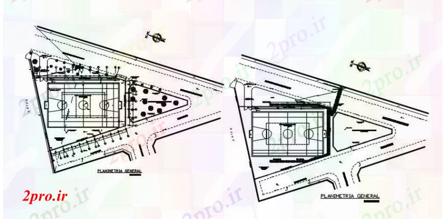 دانلود نقشه ورزشگاه ، سالن ورزش ، باشگاه دادگاه ورزش مساحت موثر به طور کلی و محوطه سازی جزئیات  (کد91750)