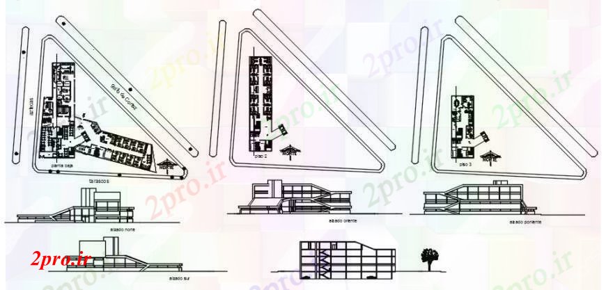 دانلود نقشه بیمارستان - درمانگاه - کلینیک بیمارستان اورژانس تمام نما، بخش و طرحی طبقه طرفه جزئیات طراحی 50 در 62 متر (کد91792)