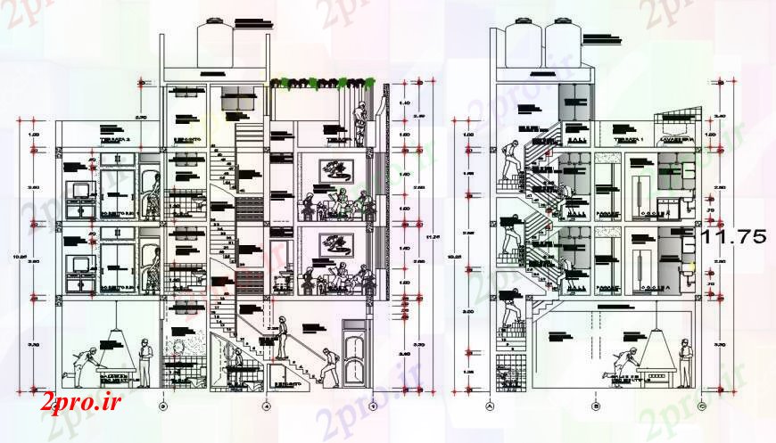 دانلود نقشه کارخانه صنعتی  ، کارگاه د  رسم از چند خانواده  2architecture خودکار  (کد91825)