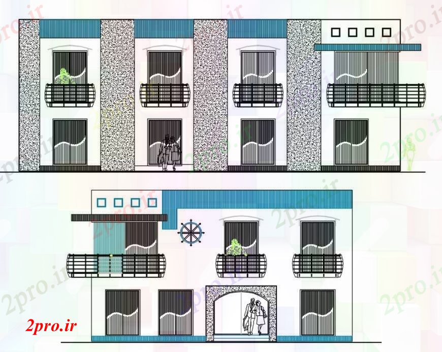 دانلود نقشه هایپر مارکت - مرکز خرید - فروشگاه د طراحی از فروشگاه تجاری نما 2 15 در 22 متر (کد91826)