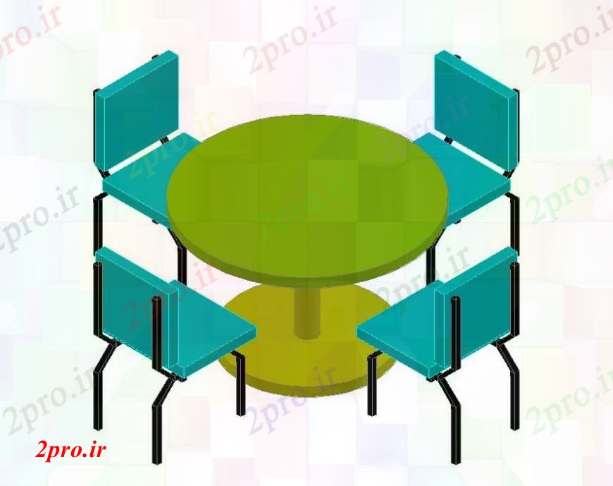 دانلود نقشه میز و صندلی طراحی تریدی ، از ناهار خوری تریدی   خودرو (کد91864)