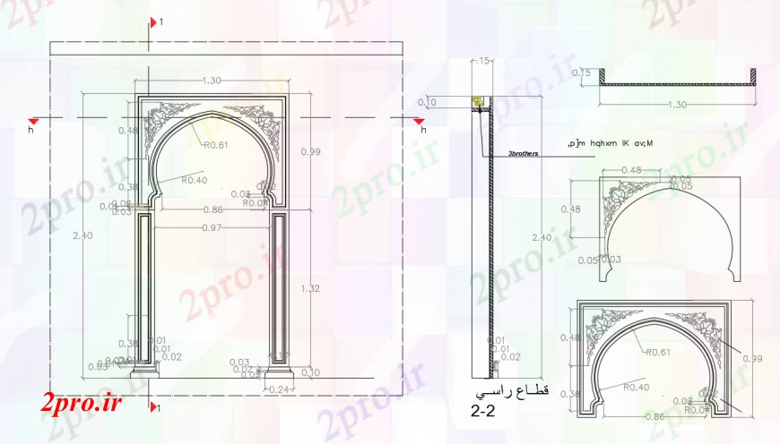 دانلود نقشه جزئیات طراحی در و پنجره  ورودی های اصلی طراحی گیت نمای (کد91869)