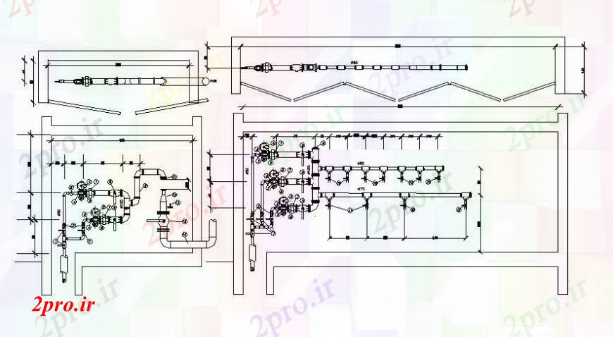 دانلود نقشه جزئیات لوله کشی طراحی  دو بعدی  از لوله کشی بلوک خط لوله خودکار   (کد91875)