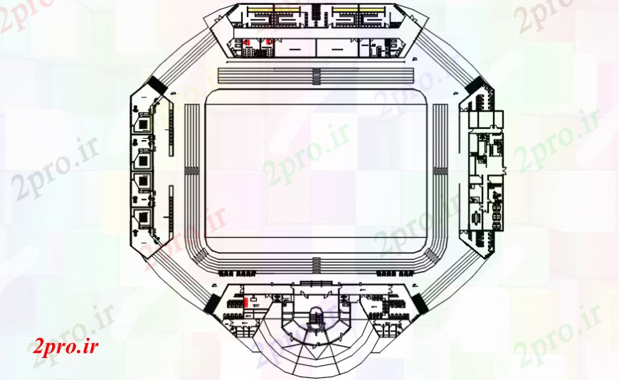 دانلود نقشه ورزشگاه ، سالن ورزش ، باشگاه جزئیات طرحی دادگاه زمینه بالا  ورزشگاه (کد91879)