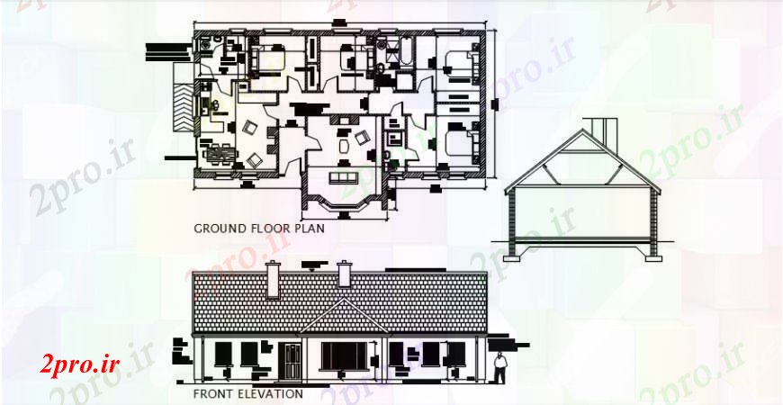 دانلود نقشه مسکونی ، ویلایی ، آپارتمان مفهوم نما مقابل یک خانه با طرح 10 در 16 متر (کد91883)